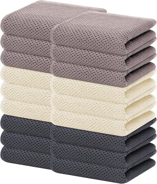 Homaxy Kitchen Dish Towels - 100% Cotton Waffle Weave, Ultra Soft & Absorbent, 13 x 28 Inches, 18-Pack, Mixed Colors