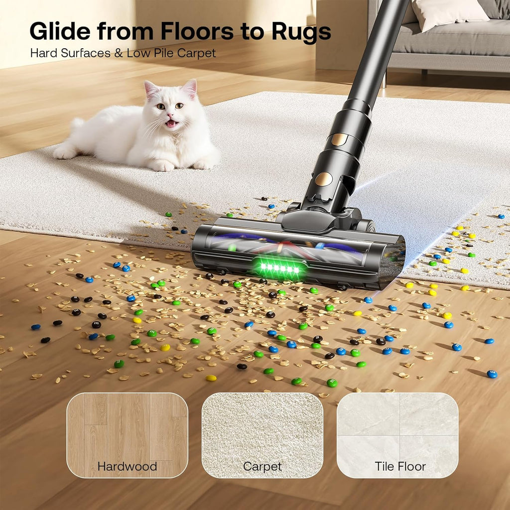 Trucozie Cordless Vacuum Cleaner - Lightweight Self-Standing Design | 50 Min Runtime, Powerful Suction for Home & Pet Hair
