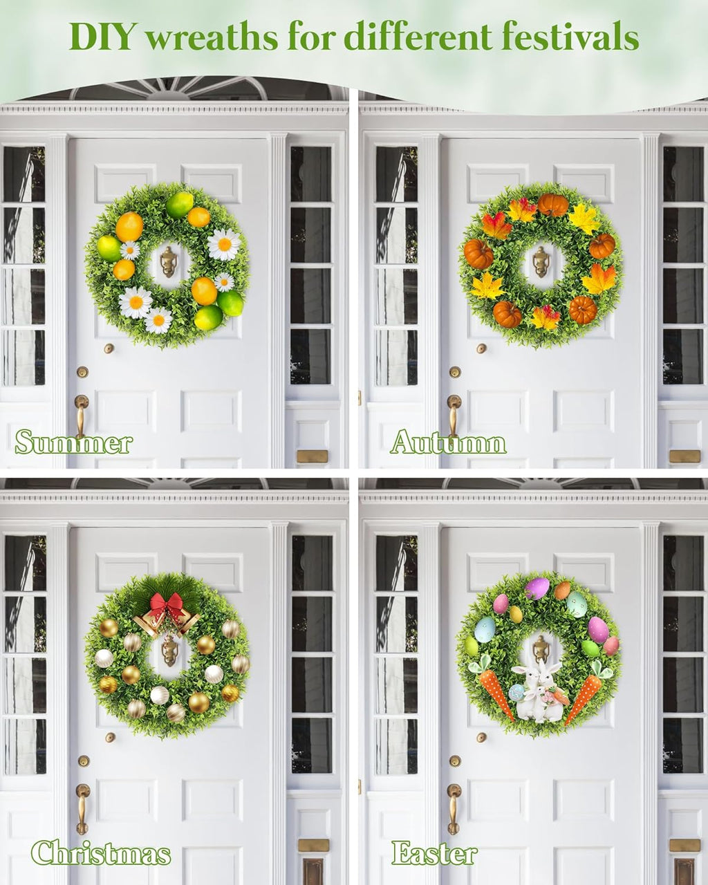 Regine Switzerland 22-Inch Artificial Boxwood Wreath - Weatherproof Summer Door Decor for All Year Round