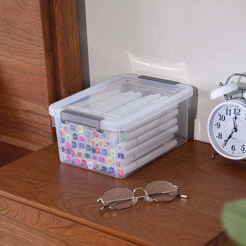 Citylife Small Storage Bins - 3.2 QT Clear Plastic Containers with Lids | Stackable Organizing Solution (6 Pack)