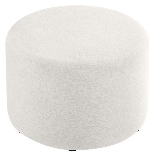 Modway Callum 23 Inch Round Ottoman in Ivory Fabric, Woven Heathered Fabric - Upholstered Ottoman for Living Room - Ottoman Side Table, Small Ottoman Coffee Table - Accent Table or Footrest Ottoman