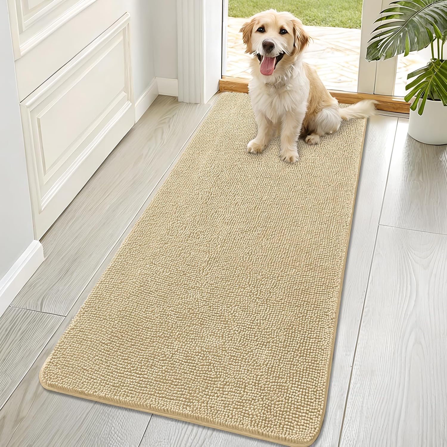 OLANLY Dog Door Mat - Absorbent Non-Slip Chenille for Muddy Paws | 70x32, Quick Dry Indoor Carpet