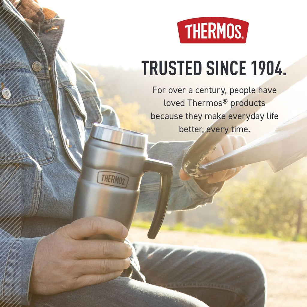 THERMOS Stainless King Travel Mug - 16oz Vacuum-Insulated, Midnight Blue - Leak-Proof Coffee Tumbler for Hot & Cold Drinks