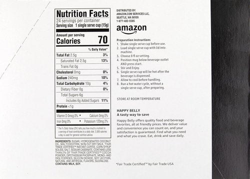 Happy Belly Cappuccino Coffee Pods - Light Roast Caramel Flavor | 24 Count Compatible With K-Cup Brewers