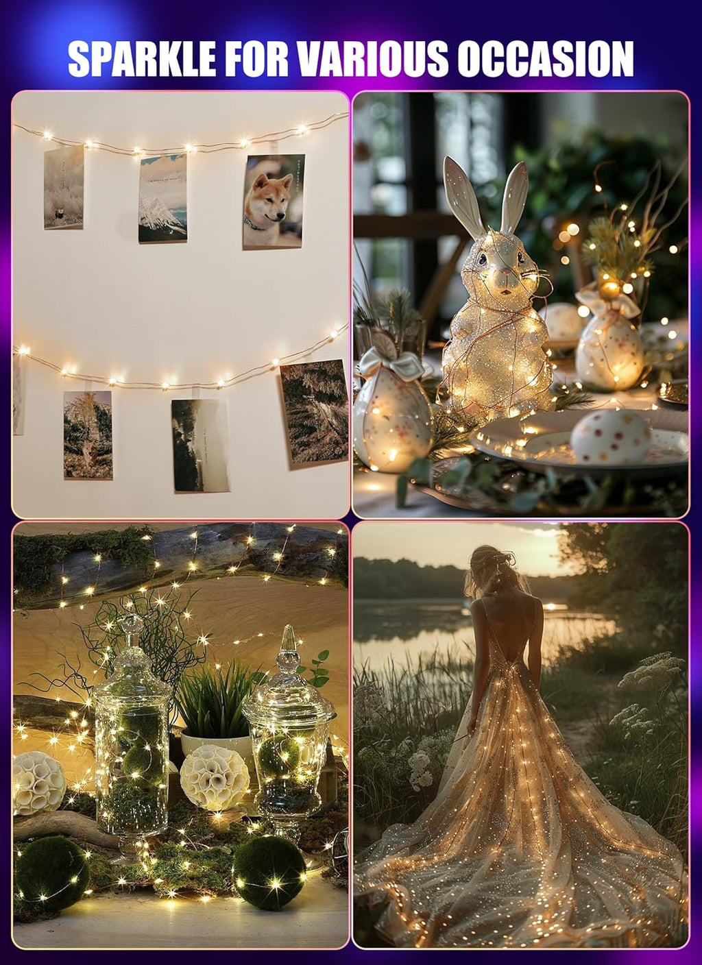 Minetom Color Changing Fairy String Lights - 33 ft, 100 LED, 24 Colors, USB Silver Wire with Remote & Timer