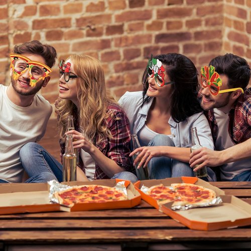 Pajean 32 Pcs Italian Party Decorations Italy Theme Eyeglasses Italian Paper Glasses Frame Photo Booth Props Italy Party Favors for Pizza Birthday Baby Shower Birthday Supplies