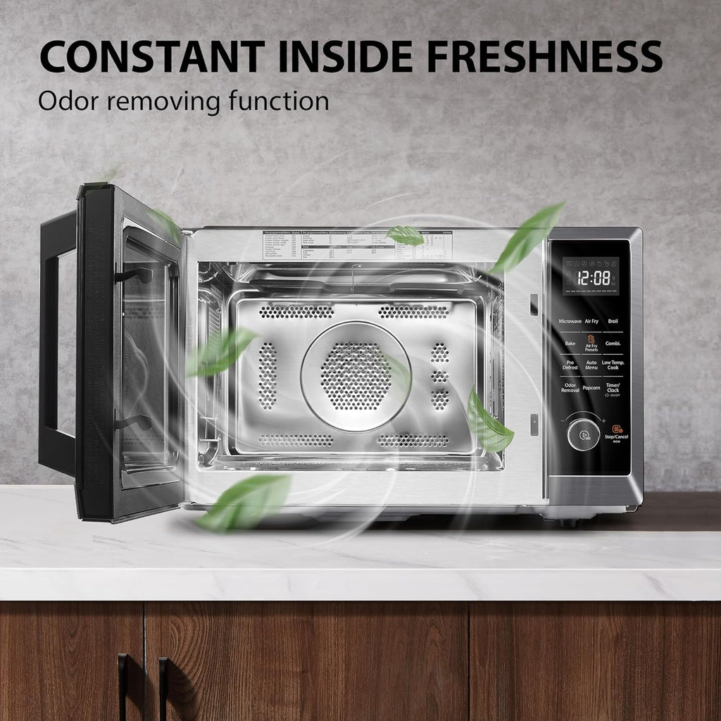 TOSHIBA 8-in-1 Air Fryer Combo Microwave Oven - Convection & Broil, 1.0 Cu.ft, Black Stainless Steel