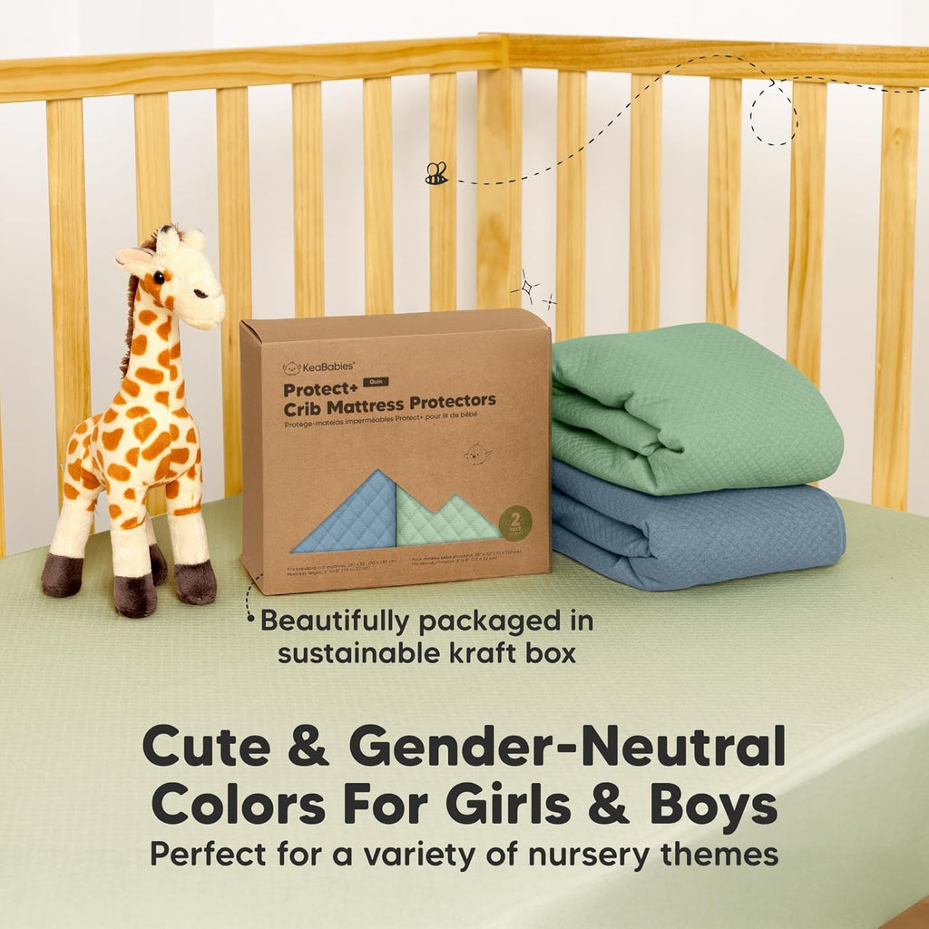 Skiennix Waterproof Crib Mattress Protector - Soft Quilted Cotton Pad, 52" x 28", Machine Washable, Easy Fit