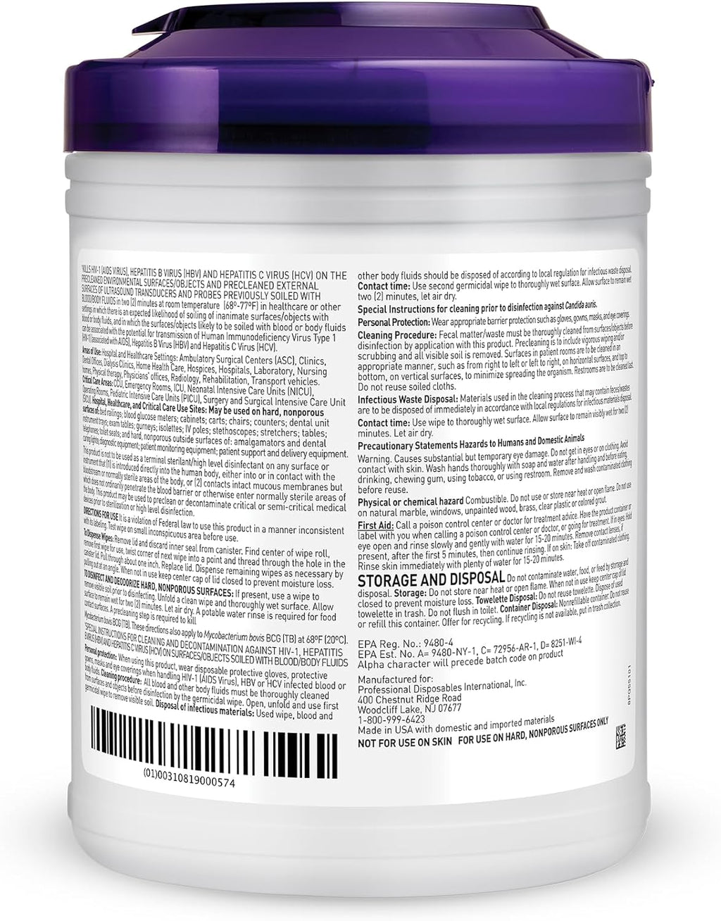 Super Sani-Cloth Wipes by Professional Disposables - Powerful Surface Disinfectant | 160 Count