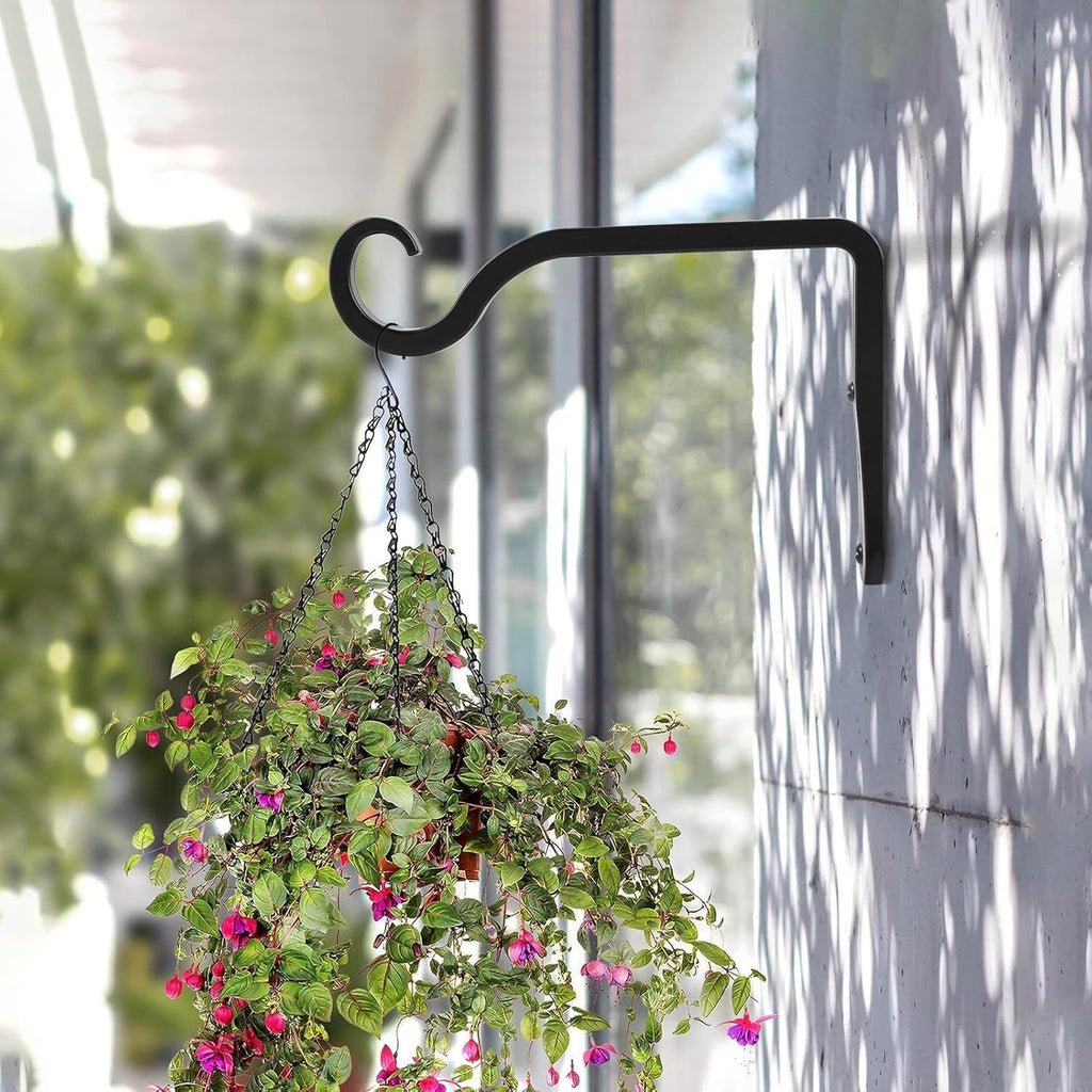 BOLITE Plant Hangers - 6 Inch Indoor/Outdoor Wall Hooks for Planters & Lanterns | 2 Pack, Black
