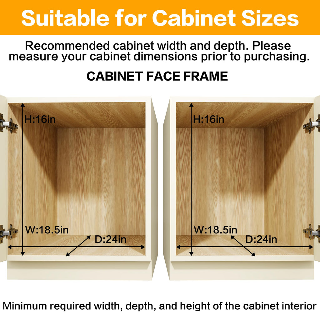 QUYUWU 2-Tier Kitchen Cabinet Pull Out Cabinet Organizer,Shelf and Drawer Organizer Slide Out Pantry Storaqe Basket in Multiple Sizes (17" W x 21" D)