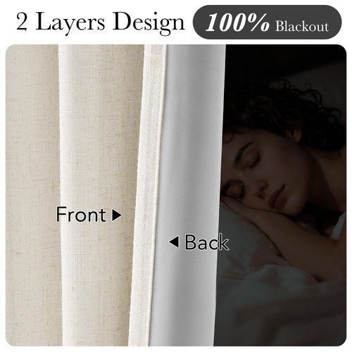 NICETOWN PRO 100% Blackout Pinch Pleated Curtains 96 inches Long 2 Panels Set, Linen Blend Thermal Drapes Window Treatments for Living Room/Bedroom, W40 x L96
