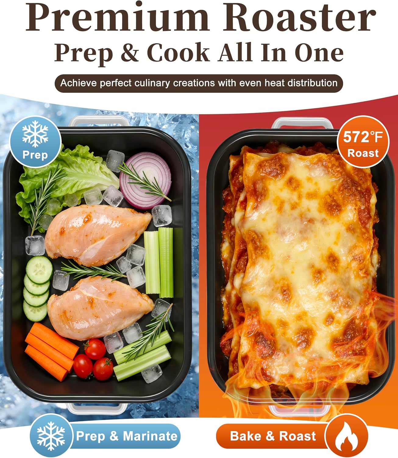 Skiennix Casserole Dishes - 6-Pack Lasagna Baking Set with Handles & Rack | 14 & 17 Inch Enamel Cookware, Dishwasher Safe