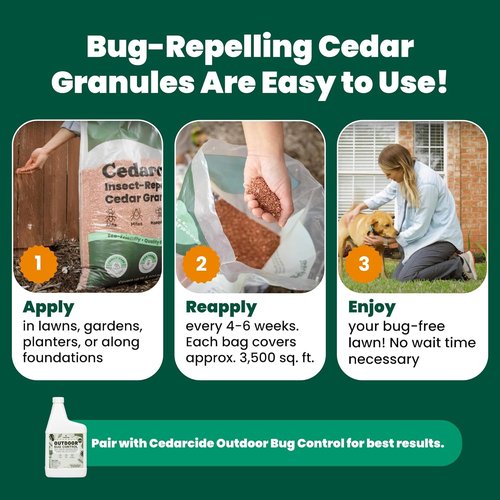 Cedarcide Original Cedar Granules - Natural Flea, Tick & Mosquito Repellent for Yard & Garden | 8 lb Covers 3,500 sq ft
