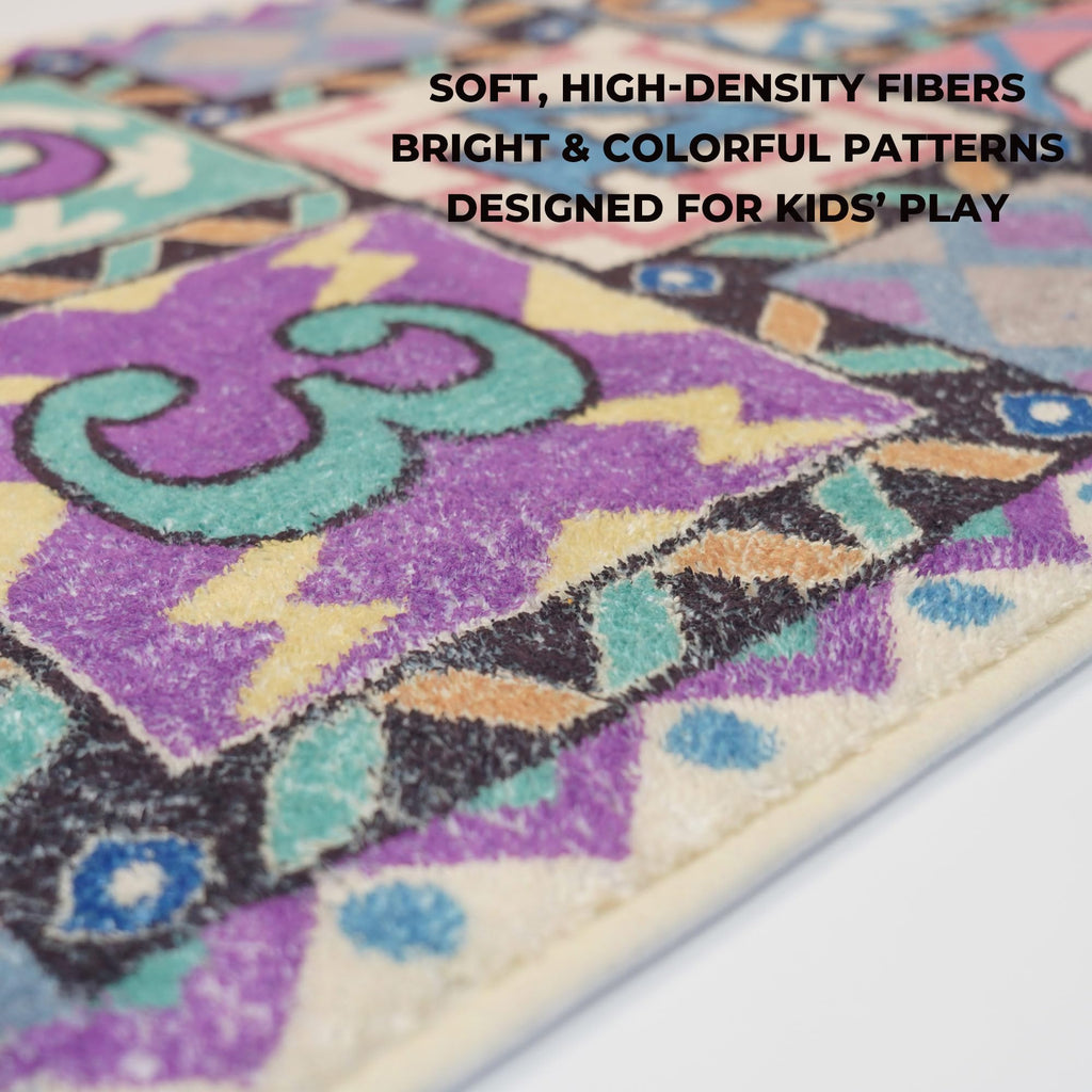 saihe Hopscotch Rug for Kids – Ultra Soft Faux Cashmere Play Mat (59"x26") – Educational Activity Rug with Non-Slip & Washable Design, 2 Bean Bags & Oxford Storage Bag for Nursery, Home & Classroom