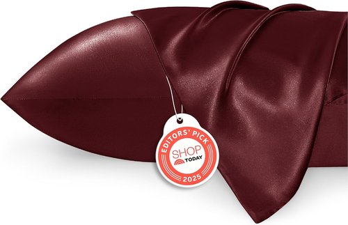 Bedsure Satin Pillowcase - Luxurious Burgundy Silk for Hair & Skin | 2 Pack 20x26 Inches