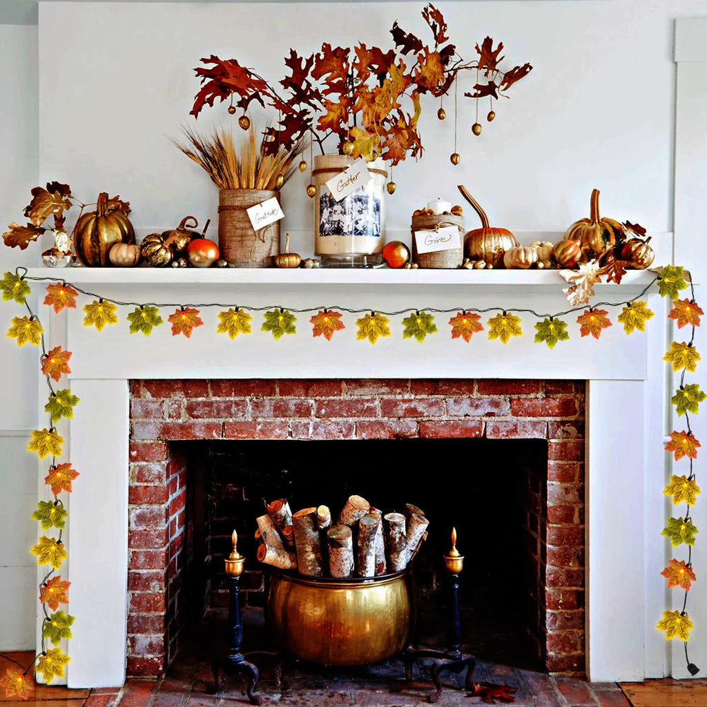 SUNSGNE 13.6FT Fall Lights Thanksgiving String Lights, 35LED Orange Yellow Green Maple Leaf String Lights for Thanksgiving Autumn Halloween Party Indoor Bedroom Home Decor