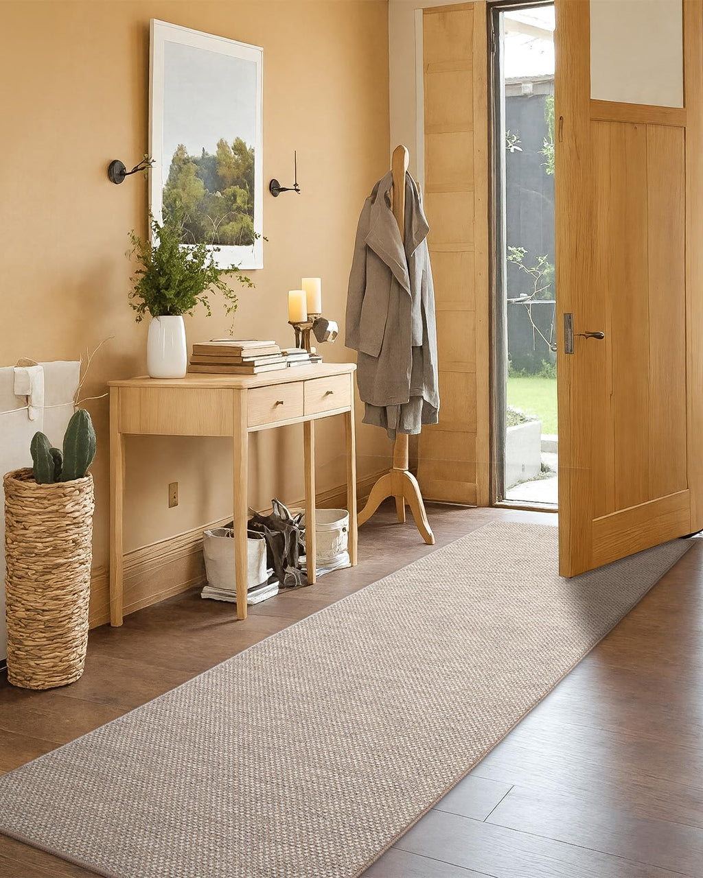 Color&Geometry Kitchen Rugs and Mats Non Slip Washable, Absorbent,Woven Kitchen Runner Rug Easy to Clean Kitchen Floor Mats for in Front of Sink, Laundry Room, Hallway,24"x83", Beige