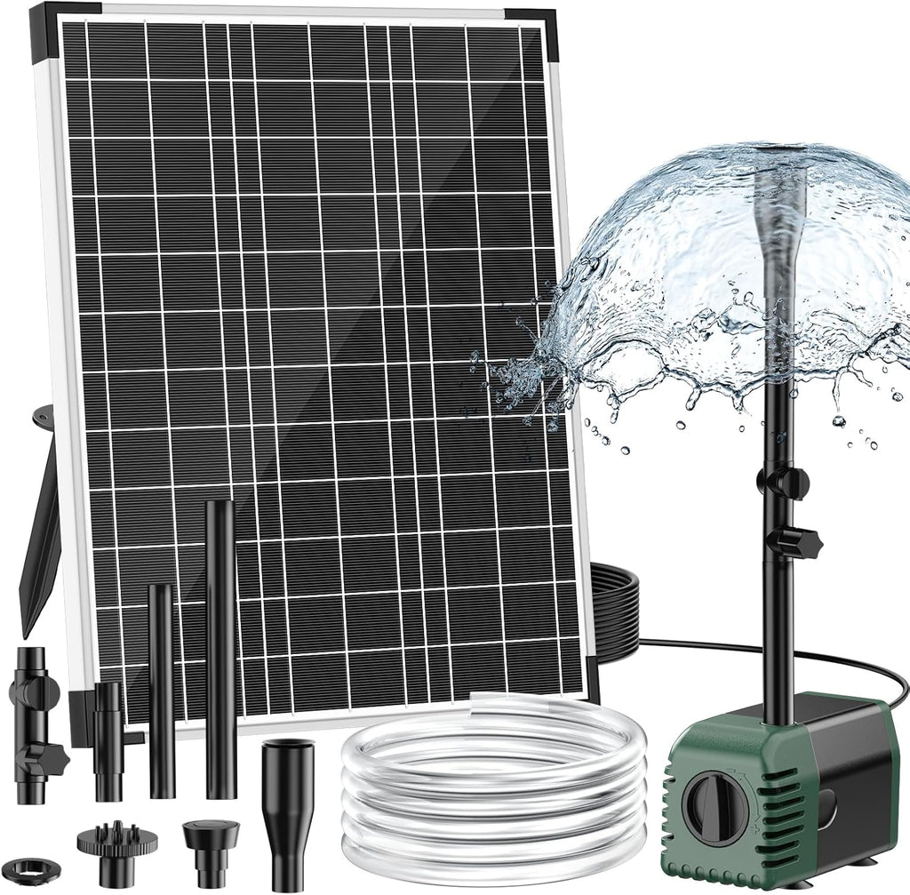 NFESOLAR 20W Solar Fountain Pump - 160GPH Solar Powered Water Pump with Adjustable Flow & 16.4FT Cord for Ponds, Gardens, and Bird Baths