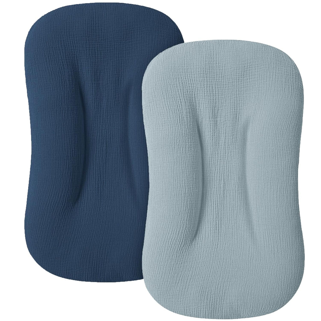 MairMore Muslin Baby Cover - Soft & Breathable 100% Cotton Lounger Slipcover | Pack of 2 (Dark Blue)