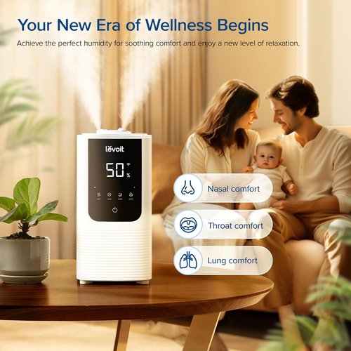 LEVOIT Humidifier - Smart Warm & Cool Mist Air Humidifier for Large Rooms | OasisMist 4.5L, White
