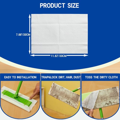 PEACHICHA Dry Sweeping Cloths Disposable Mop Refills Floor Dust Mop Pad, Floor Cloth Refills for Swiffer Standard Sweeper, Pack of 80