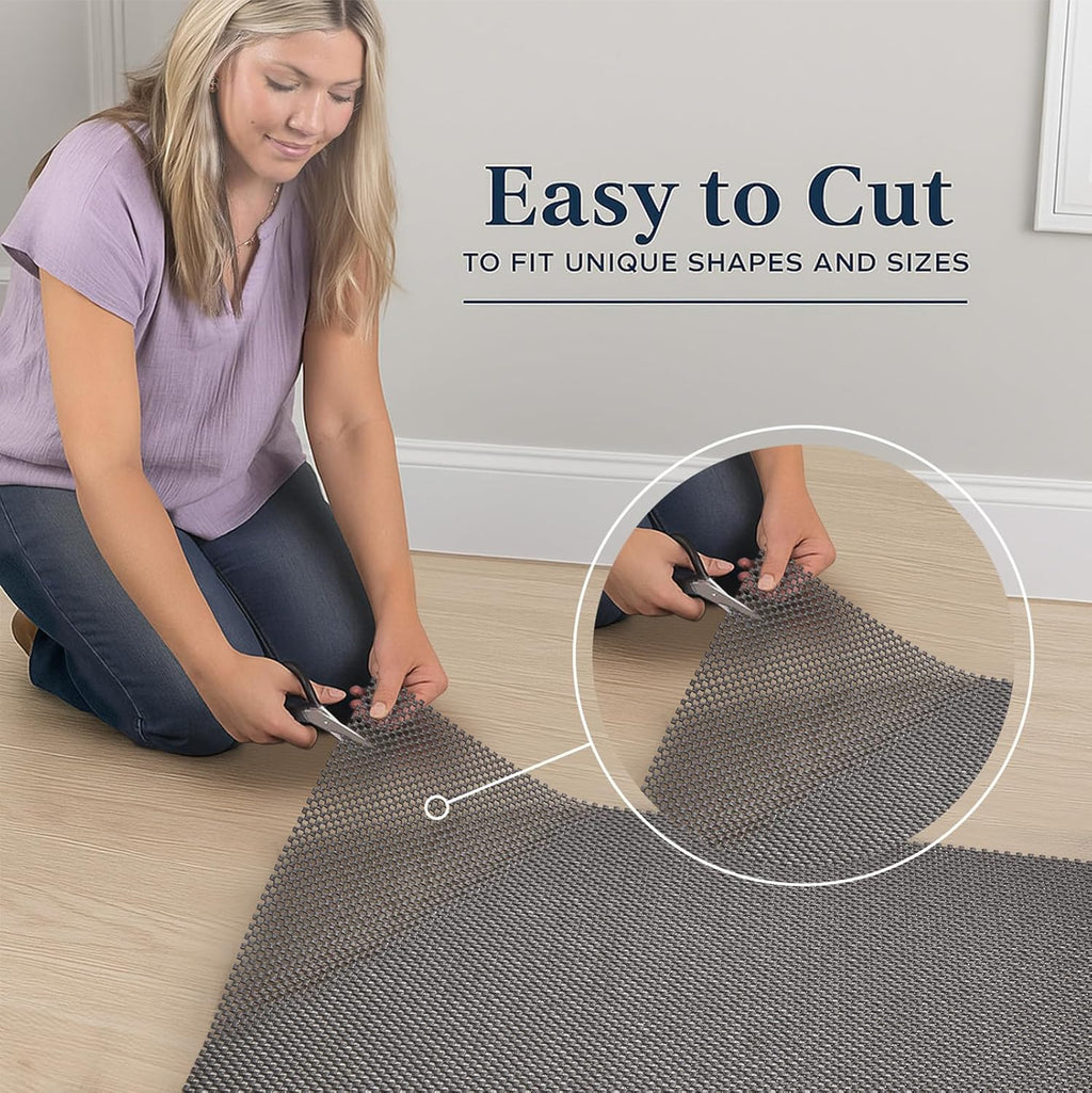 Veken Rug Pad Gripper - Non-Slip Dark Grey Mat for Hardwood & Tile Floors | 2x3 Ft Thickness