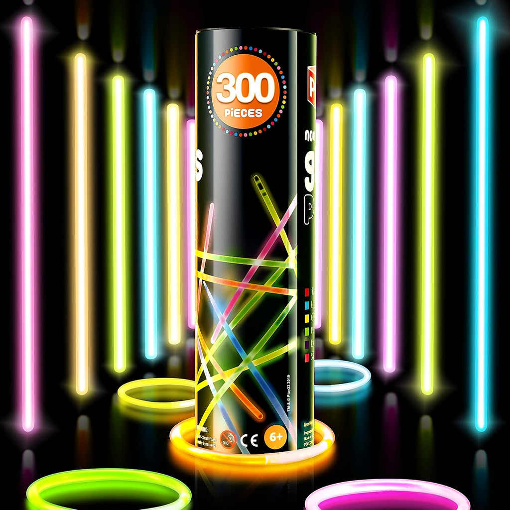 Play22 300 Pc Ultra Bright Glow Sticks - Halloween Glow in The Dark Party Favors | Necklaces & Bracelets