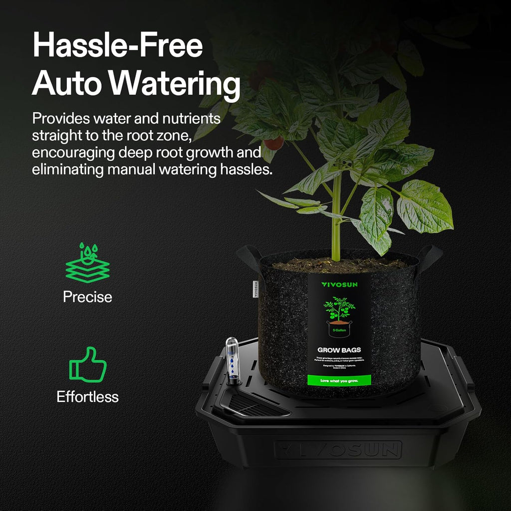 VIVOSUN Self-Watering Pots - 4-Pack Auto Irrigation Fabric Pots with Water Meter | Indoor/Outdoor Use