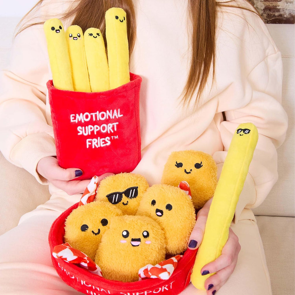 Relatable Emotional Support Fries | Cuddly Plushies Set with 5 Toys & Carrying Basket - Perfect Gift for All Ages