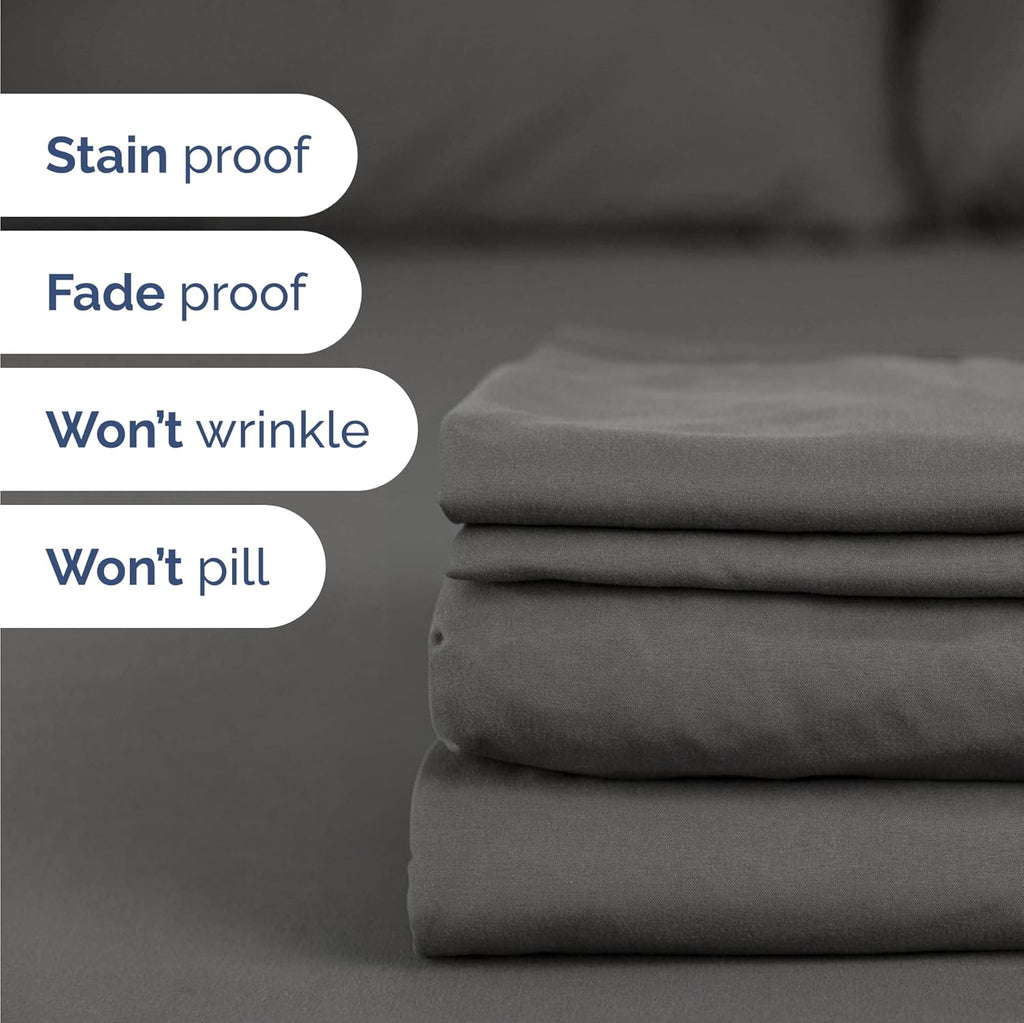 Skiennix Twin Size 3-Piece Sheet Set - Comfy Cooling Bed Sheets | Ultra-Soft, Deep Pockets, Charcoal