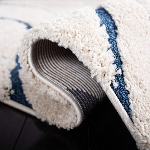 SAFAVIEH Florida Shag Collection Accent Rug - 4' x 6', Cream & Blue, Non-Shedding & Easy Care, 1.2-inch Thick Ideal for High Traffic Areas in Entryway, Living Room, Bedroom (SG471-1165)