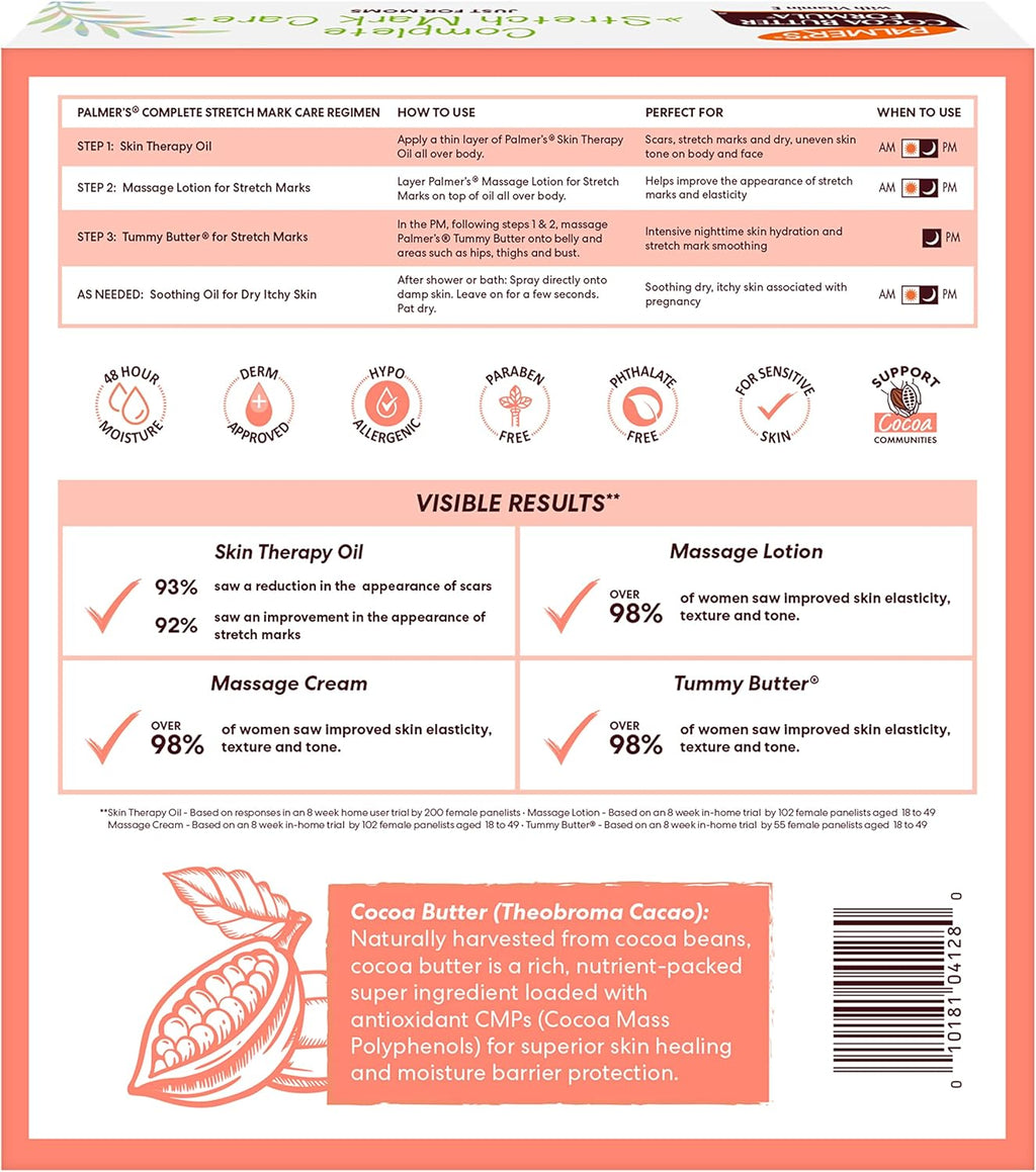 Palmer's Cocoa Butter Formula Pregnancy Skin Care Kit - Stretch Mark & Scar Treatment | 4-Piece Full Size Set