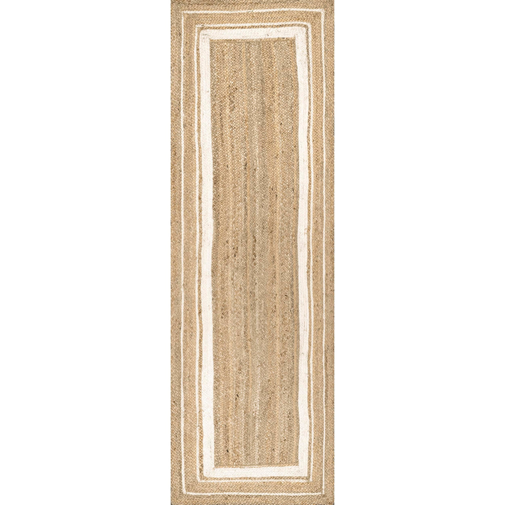 Nuloom Rikki Off-White/Natural, 2'6" x 6', Coastal Braided, Jute, Soft and Textured, High Traffic, Stain Resistant, Easy Clean, Durable Runner for Bedroom, Living Room, Dining, Foyer, Entryway