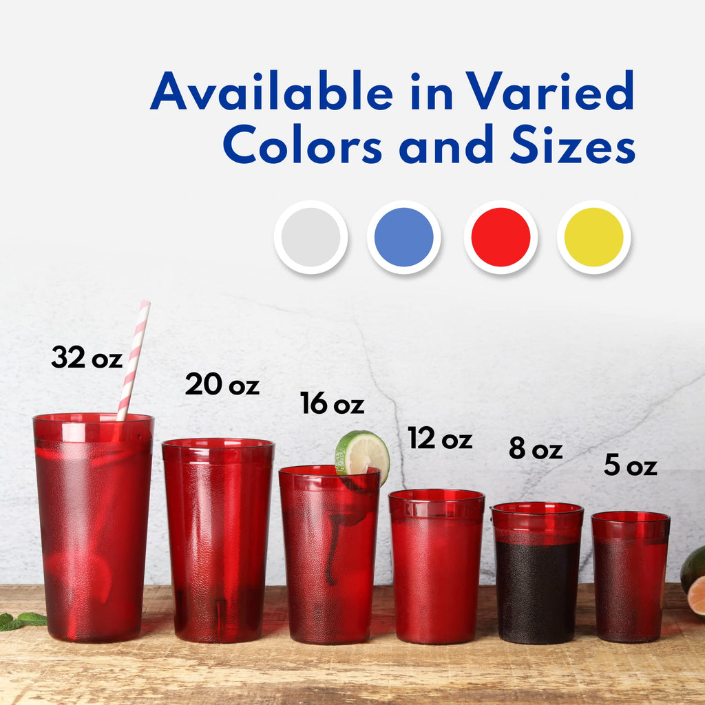 New Star Foodservice | Restaurant-Grade Beverage Tumblers (Red (Set of 72), 12 oz)