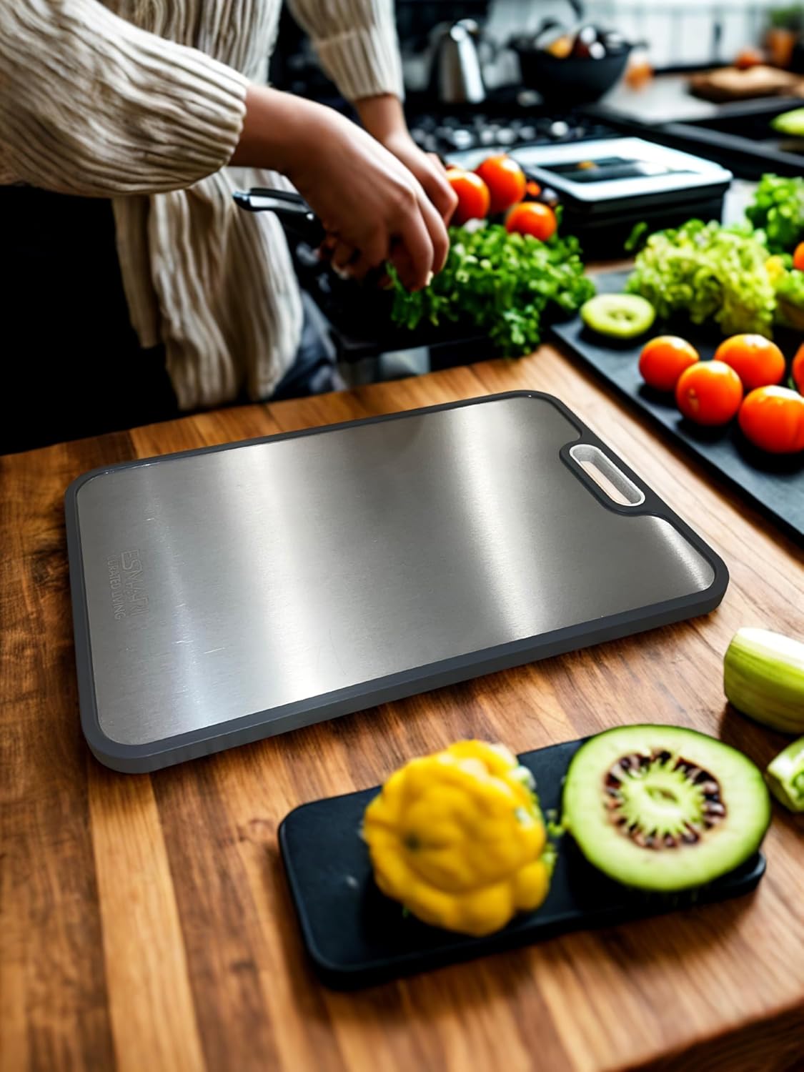 Titanium Cutting Board - 2-in-1 Double-Sided Food Grade Pure Titanium & PP | Large 16” × 11” Easy Clean Chopping Board for Meat & Vegetables