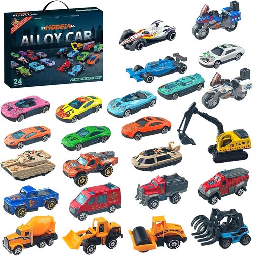 Advent Calendar 2025 - Alloy Car Engineering Set for Kids | Perfect Christmas Countdown Gift