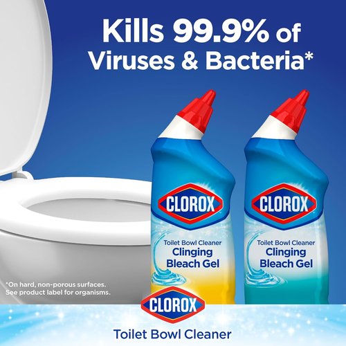 Clorox Toilet Bowl Cleaner with Bleach - Powerful Stain Removal | 24 Ounces, Pack of 4