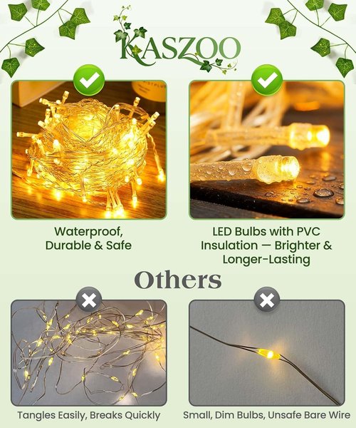 KASZOO Artificial Ivy Garland - 84Ft 12 Pack with 80 LED String Lights | Perfect for Home, Garden & Wedding Decor