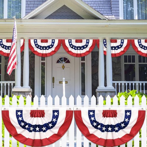 American Flag Bunting by 4Pack - 4th of July Patriotic Decorations | 2x4 FT Pleated Fan Flags