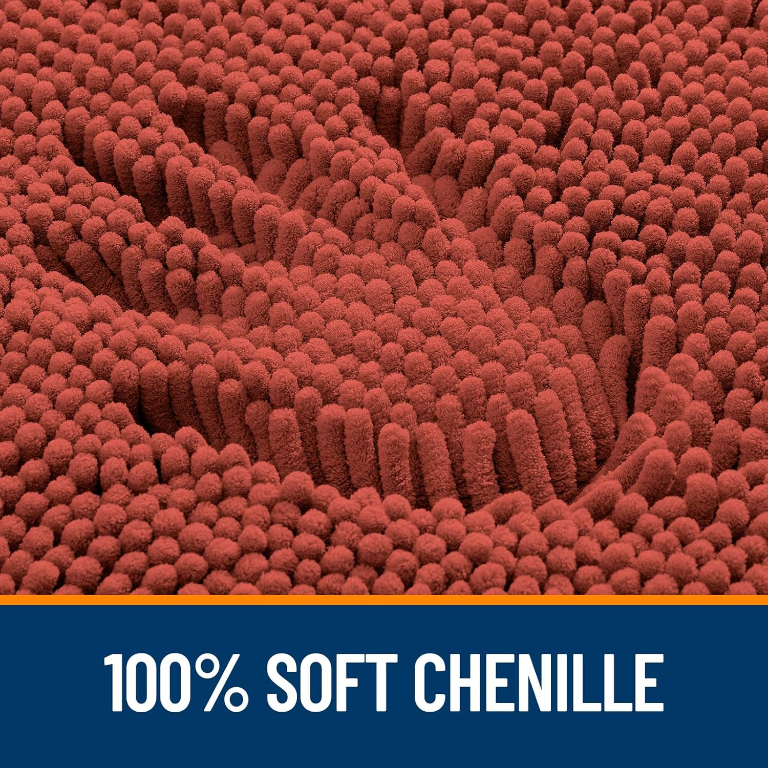 OLANLY Bathroom Runner Rugs - Soft Absorbent Chenille Bath Mats | Quick Dry, Machine Washable, 59x24, Rustic Terracotta