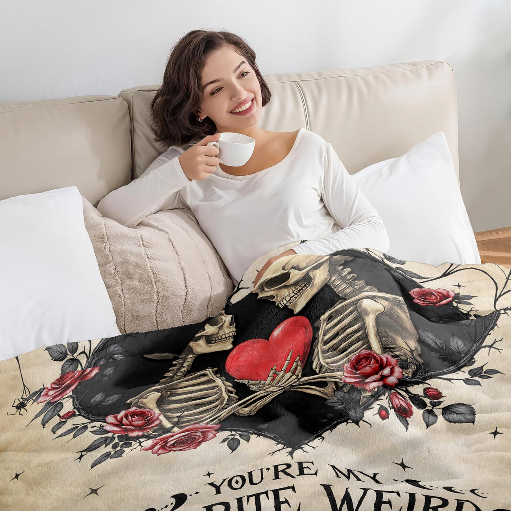 GEEMBI Anniversary Couples Gifts for Women Men - Fleece Throw Blanket for Couch Bed 50x60 in - Wedding Anniversary Birthday Gifts for Boyfriend Girlfriend Her Him Wife Husband, Gothic Blanket