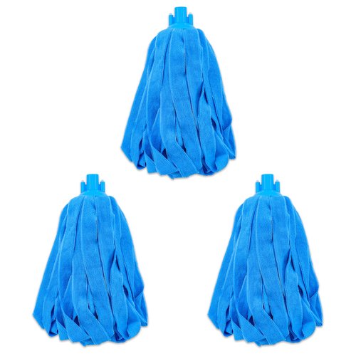 Microfiber Cloth String Mop Head Refill, Loop End Screw On Mop Head Compatible with All Standard US Threading Pole (Acme 3/4 inch Thread) – (3)