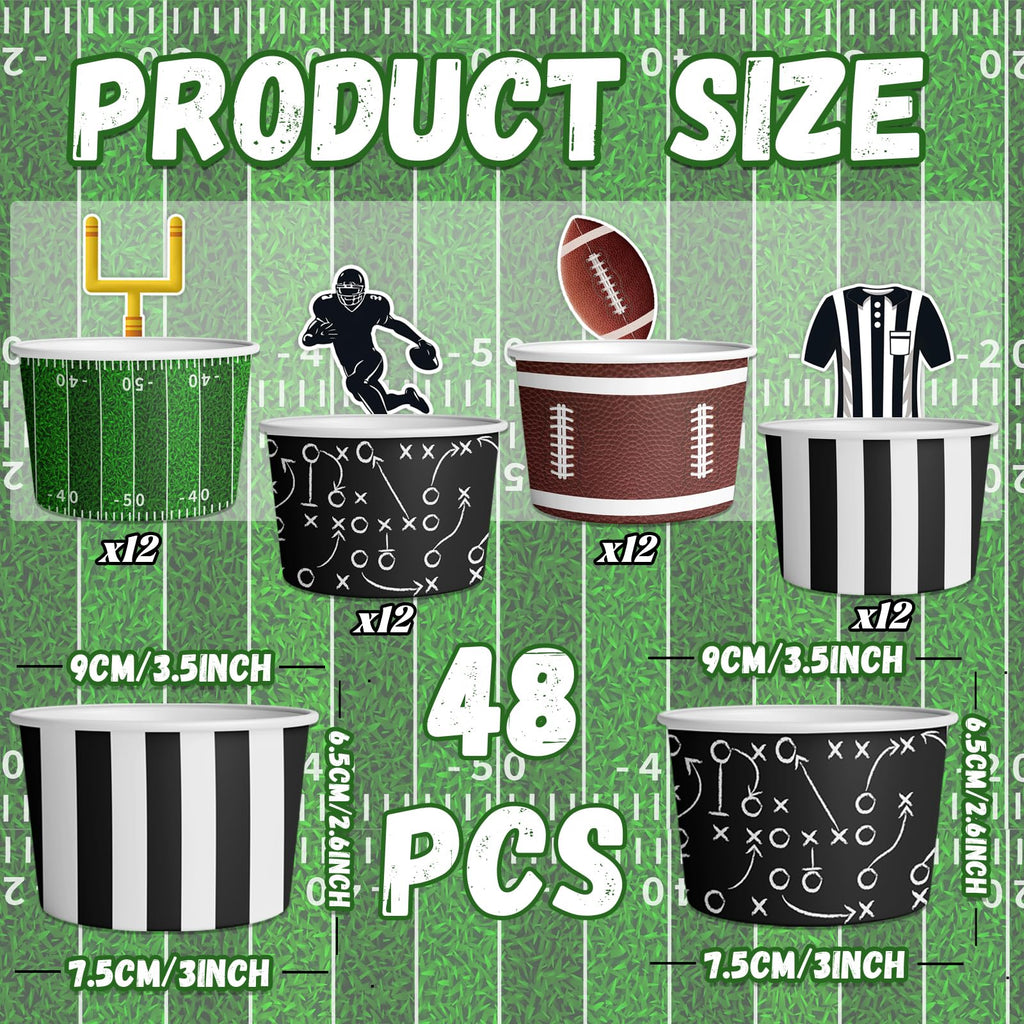 HAKOTI 48Pcs Football Party Supplies Kit - Football Ice Cream Bowls Party Snack Bowls Birthday Themed Decoration for Game Day Party,Sports Event