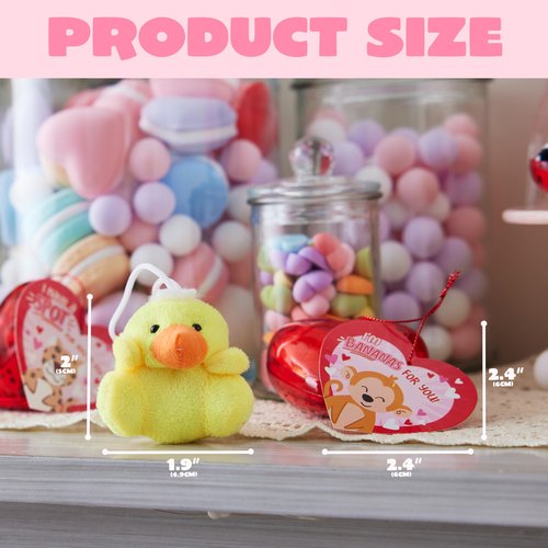 JOYIN 28 Pack Valentines Day Gifts for Kids Prefilled Hearts with Plush Toy Keychain and Valentines Day Cards for Kids Classroom Exchange, Party Favors, Gift Exchange, Game Prizes