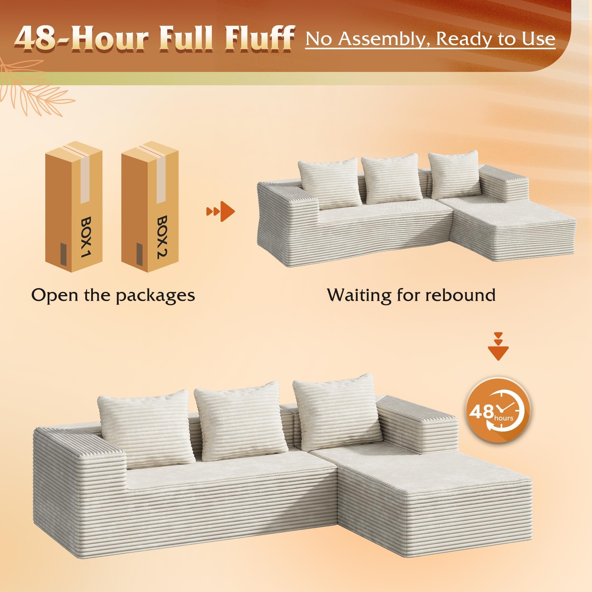 WLIVE 35'' Boneless Chair for Living Room, Bean Bag Chair for Adults, with Pillows, Comfortable Floor Chair, Beige, Single