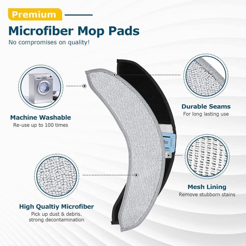 iRobot Mop Pads - 4 Pack Microfiber Replacement for Roomba Combo j7+/j9+ | Washable Accessories