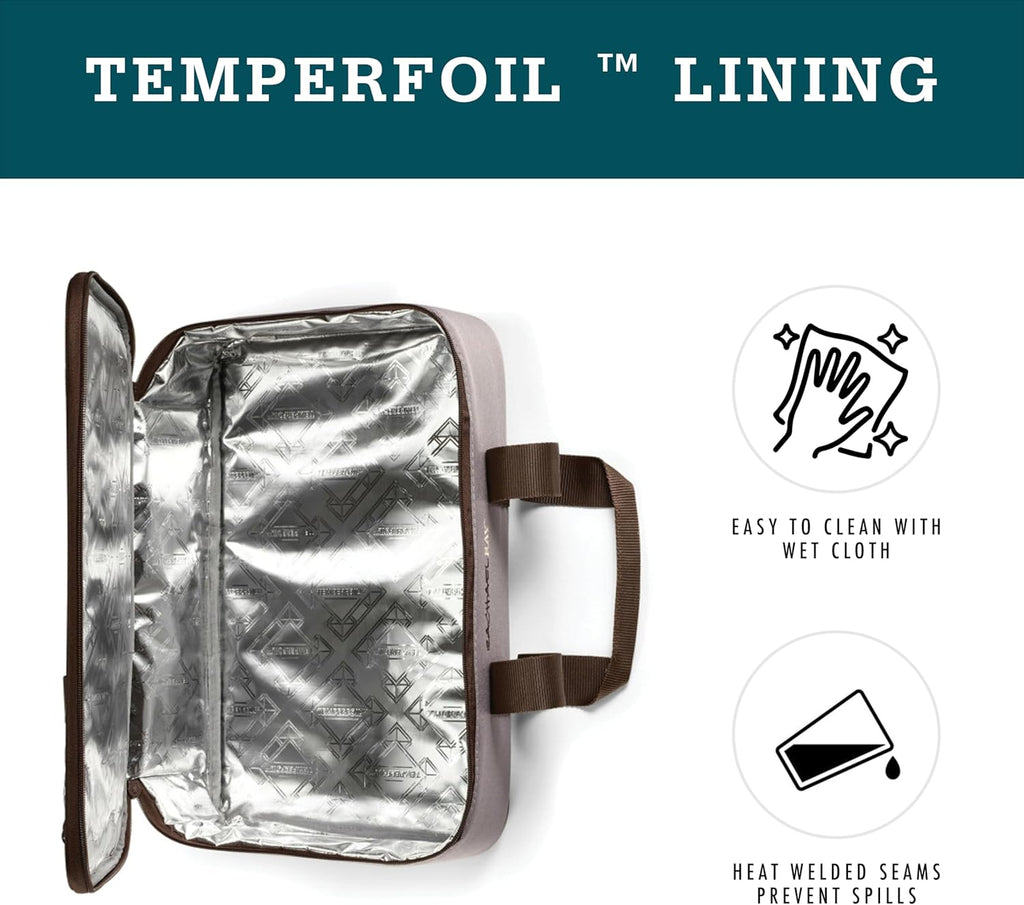 Rachael Ray Insulated Casserole Carrier - Thermal Lasagna Tote for Hot or Cold Food | Fits 9" x 13" Dish, Sea Salt Grey