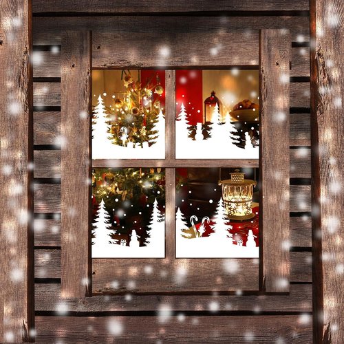 Christmas Stencils - Large Reusable Winter Forest House Village Templates for Window Glass & Crafts | 53.1”