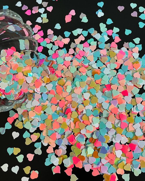 Iridescent Heart Confetti, Multicolor Valentines Day Table Scatter Sequins Heart Scatter for Wedding Bridal Shower Birthday Party